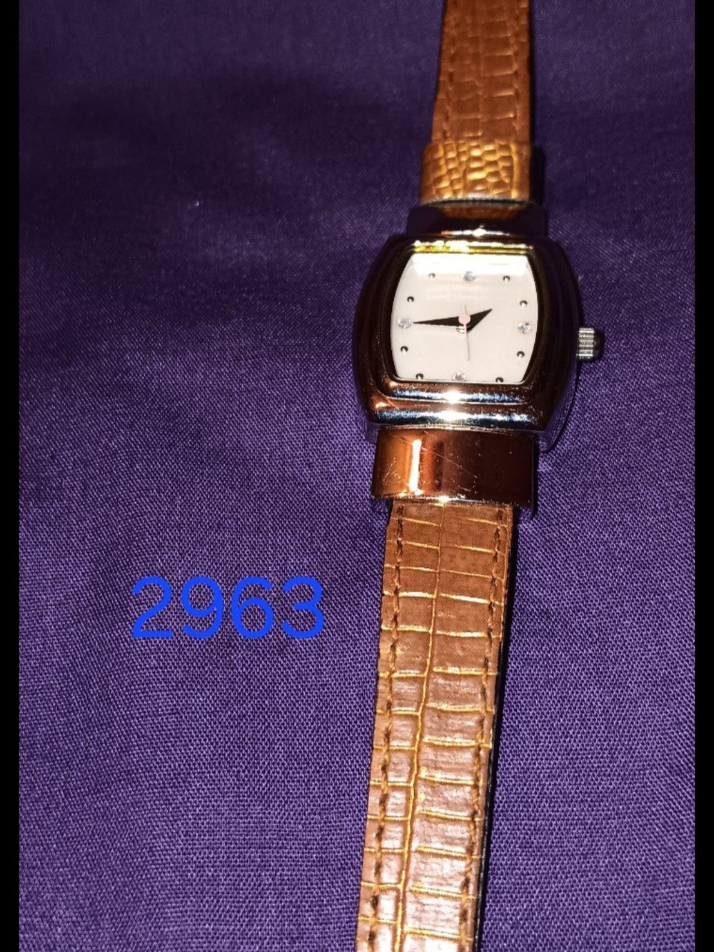 Mary Kay Brown Croc-Texture Leather Strap Watch